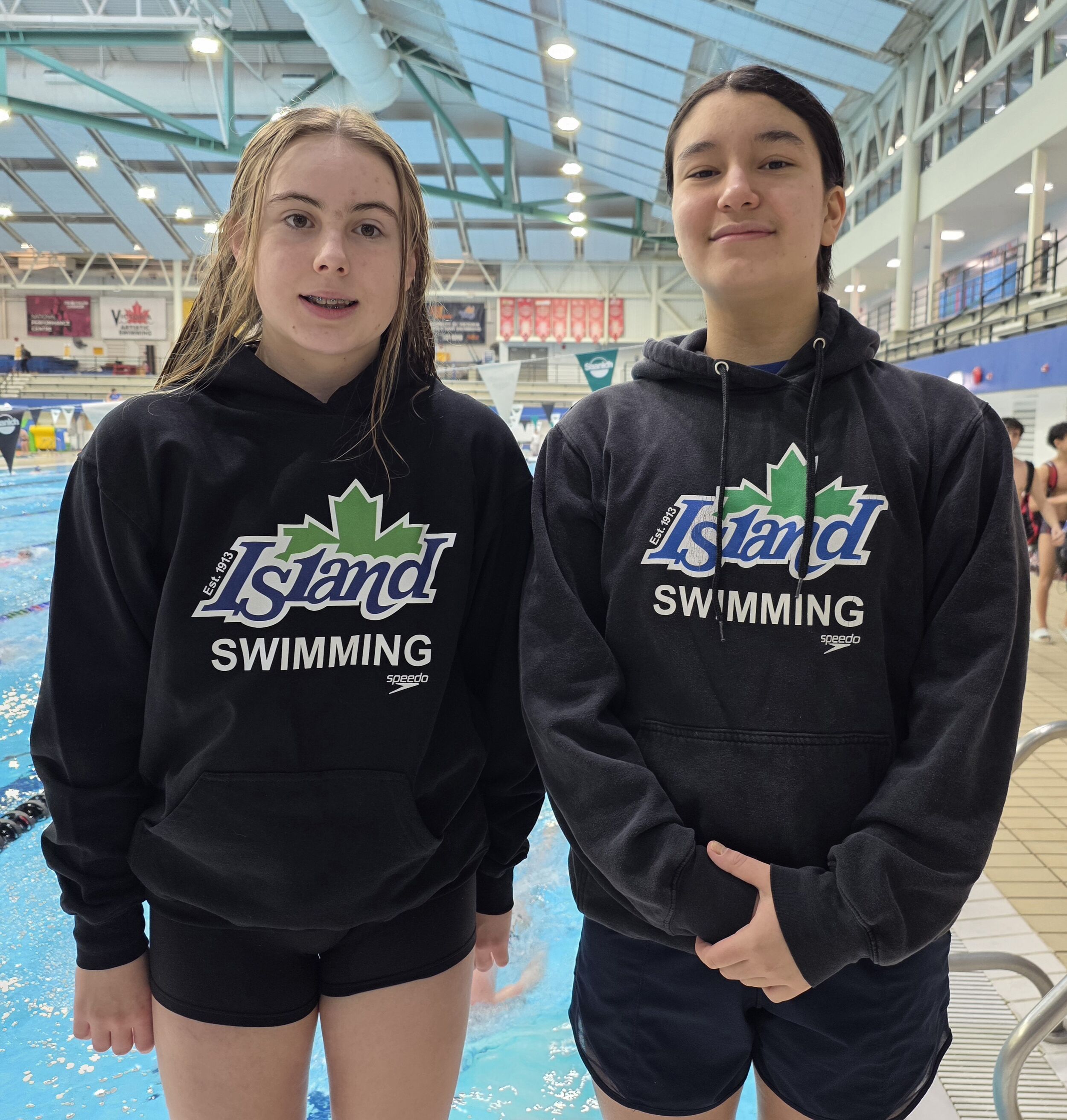  Black Island Swimming Hooded Sweatshirt with colour logo