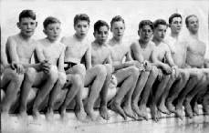 Y swimmers in 1939. Fred Town is 2nd from left.