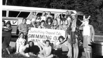 “Swimming their way west” costume party at a campground.