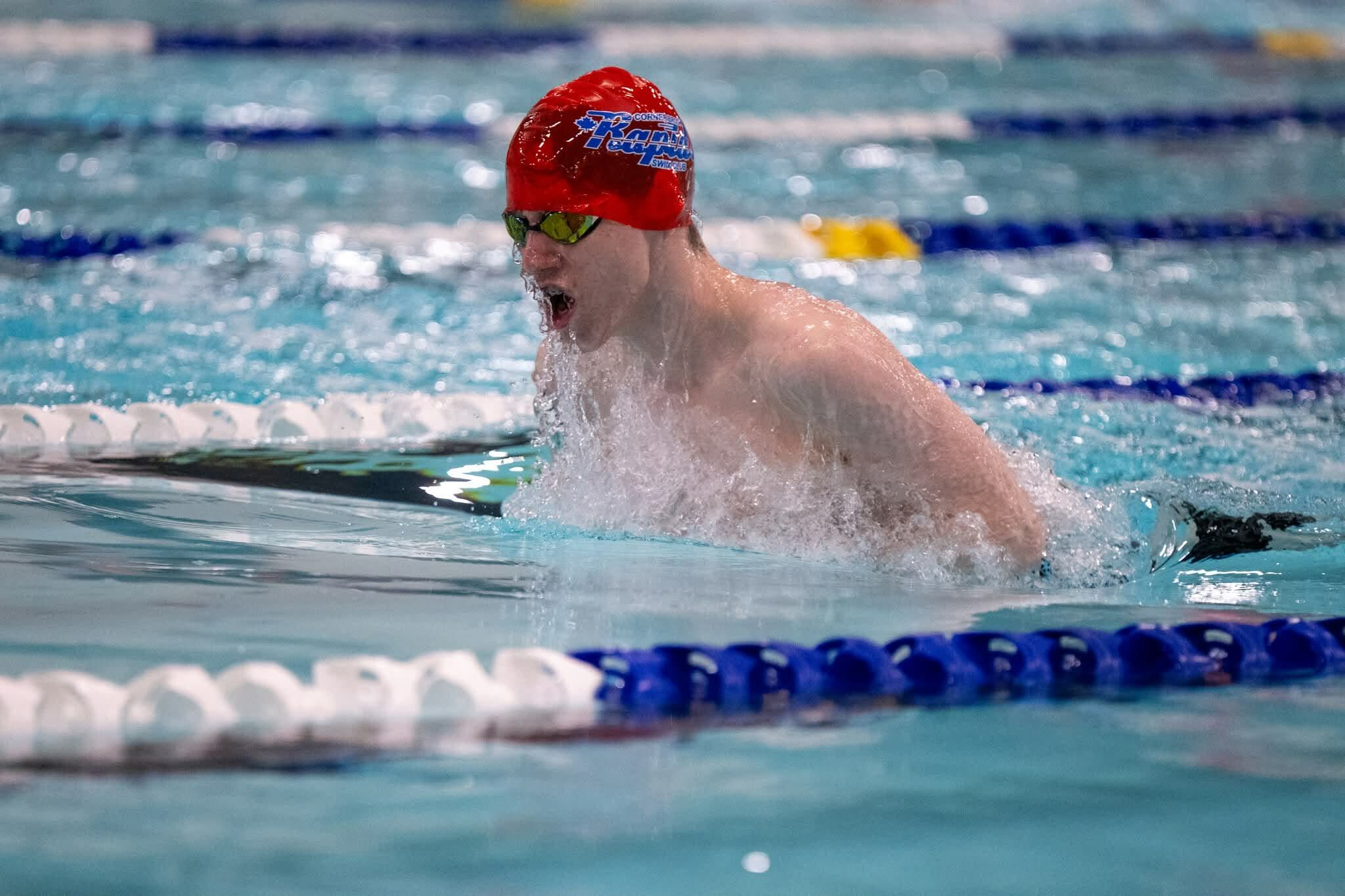 Swimmer training in a pool