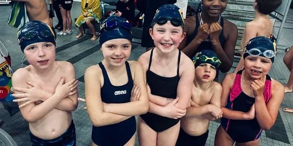 Swimming pool scene representing Chatham Pool Sharks