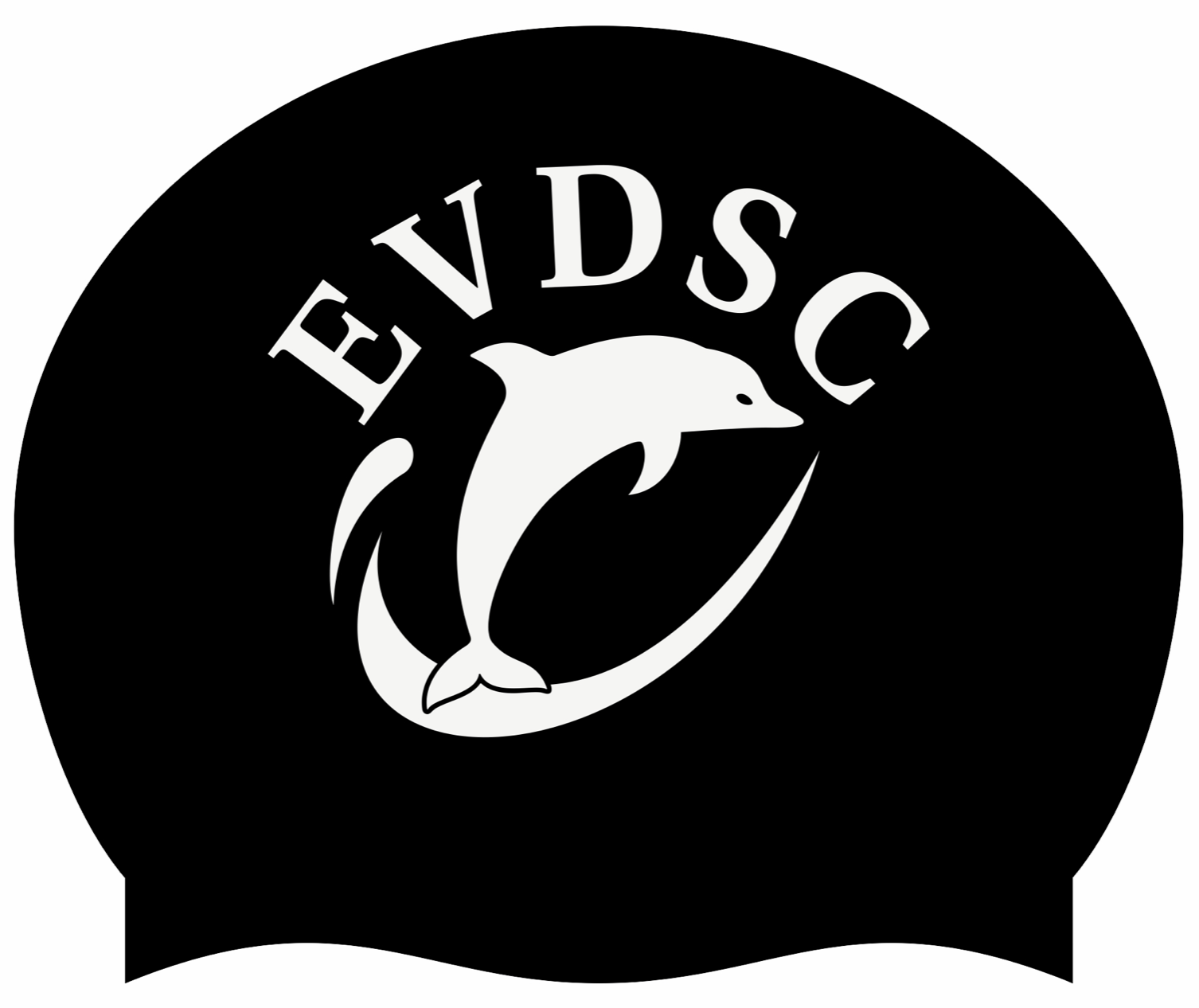 EVDSC Swim Cap - Black with Silver Printing