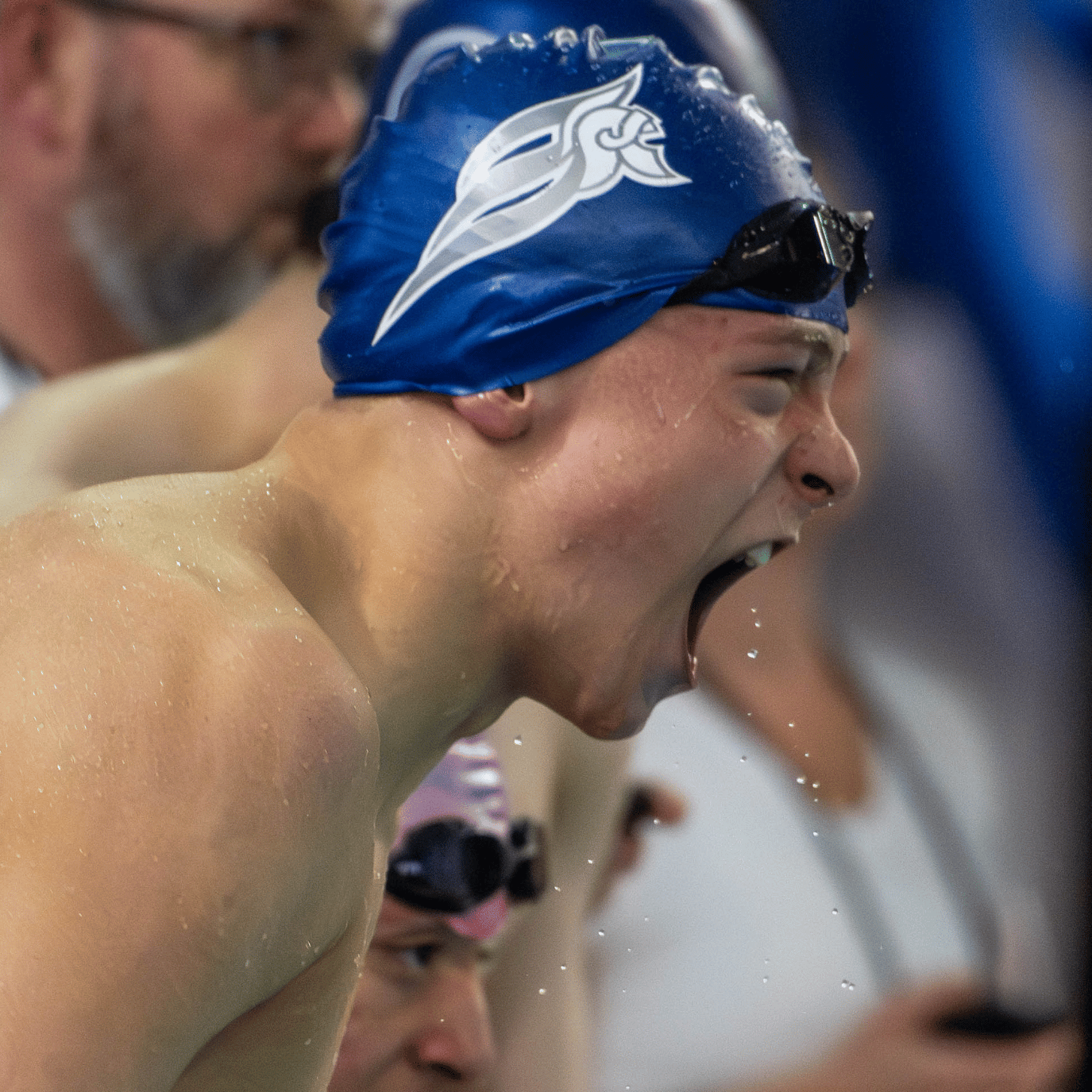 Halifax Trojan swimmer celebrating