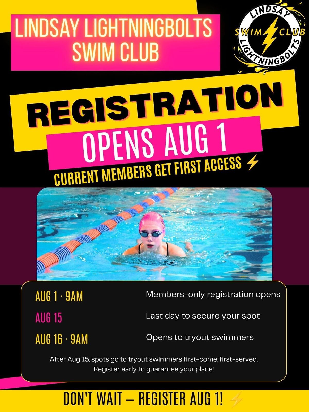 Registration for Tryout Swimmers image