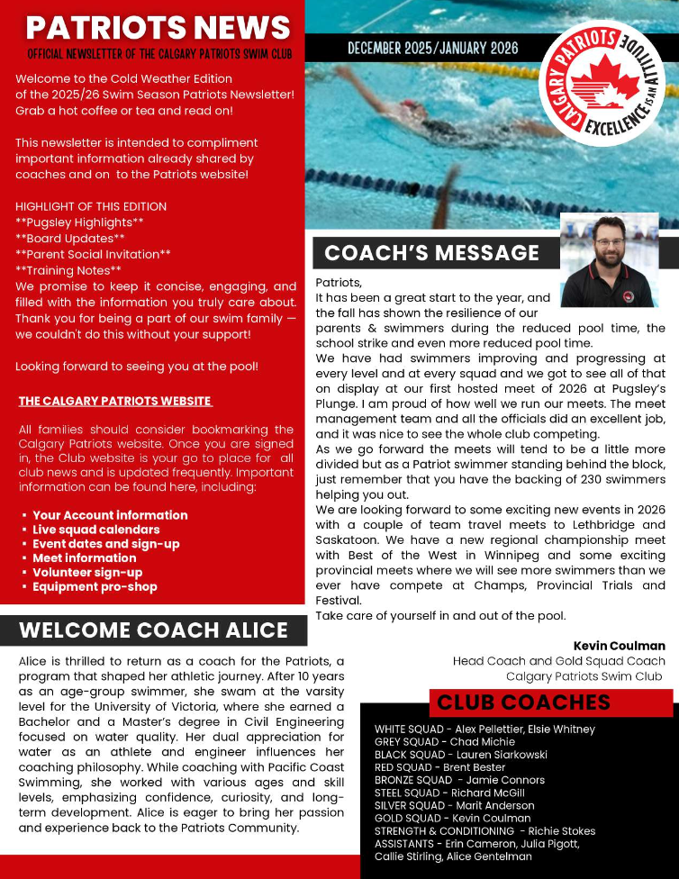 Patriots Newsletter 2025–26