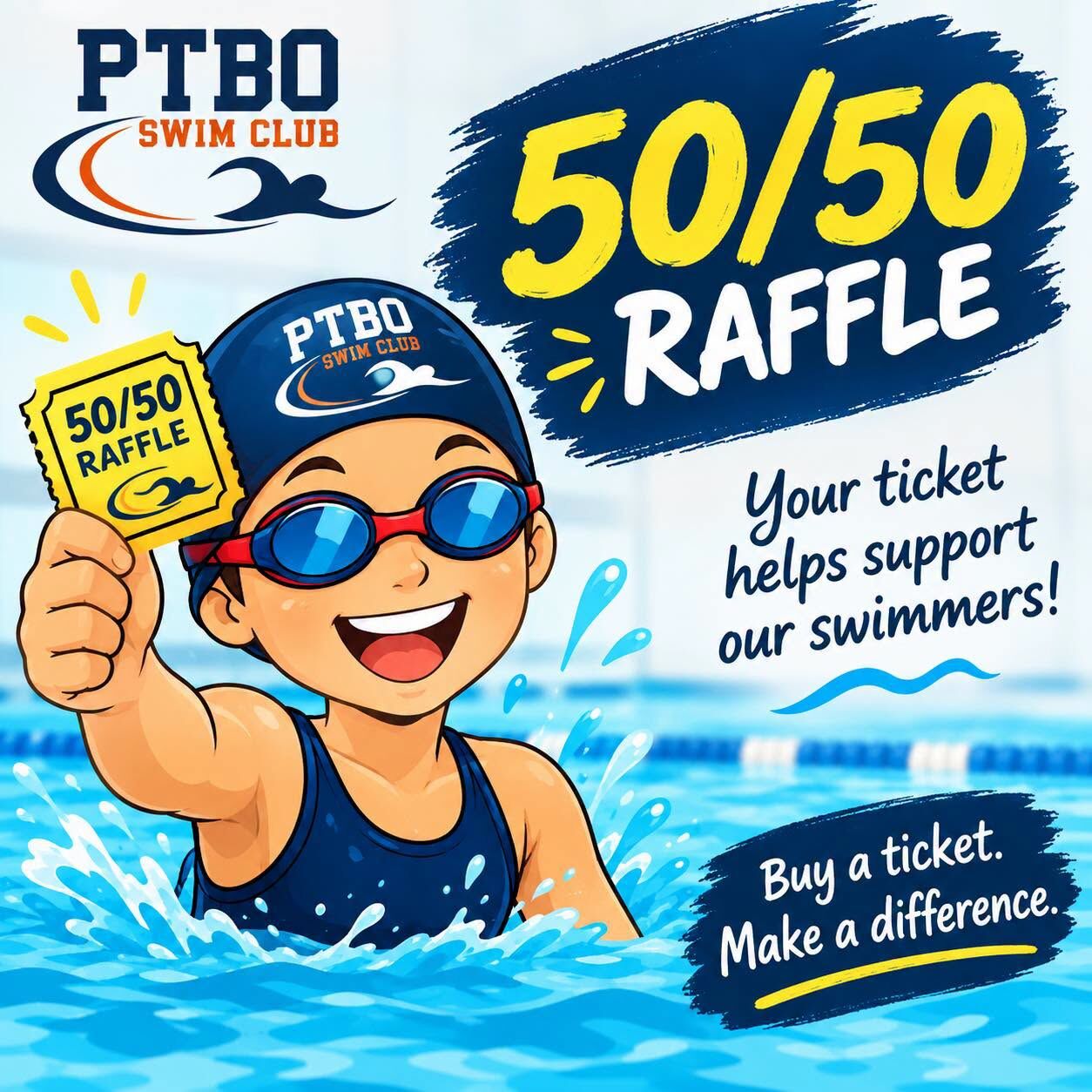 Peterborough Swim Club 50/50 Raffle – Buy a ticket. Make a difference.