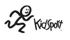 Image of stick person running and text logo "Kidsport"