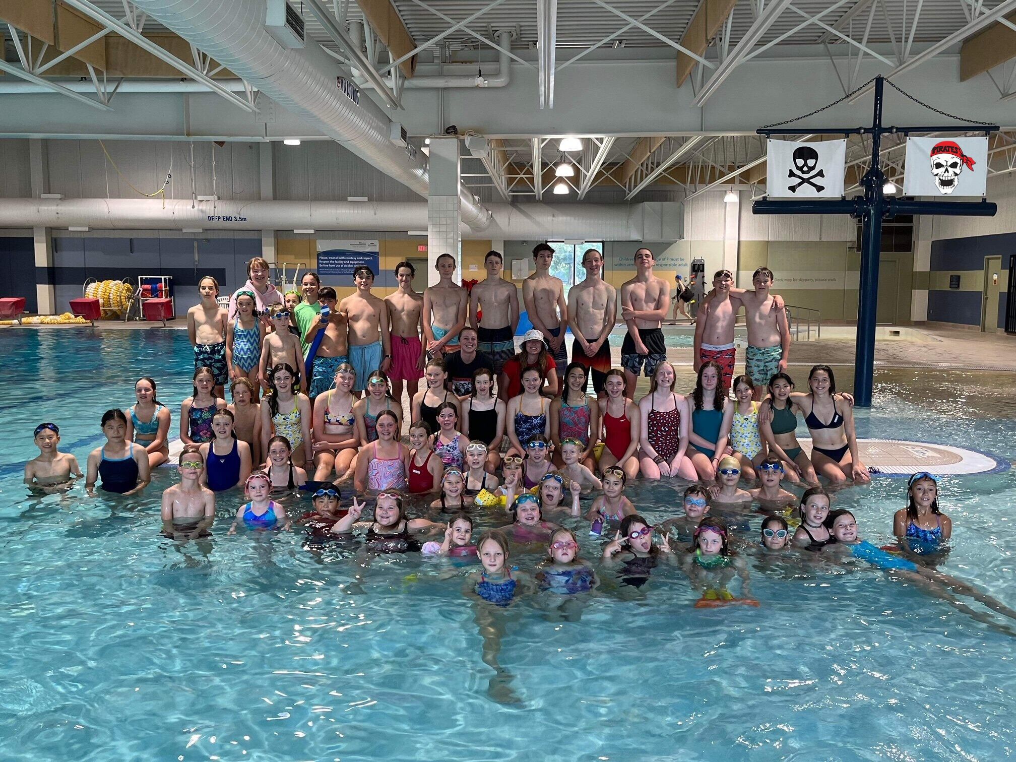 Squamish Pirates Swim Club team at the pool