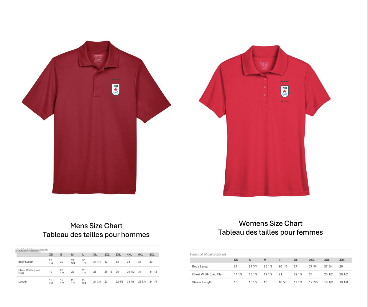 Officials Shirts - officials other than Timekeepers / Chemises des officiels - officiels autres que les chronométreurs