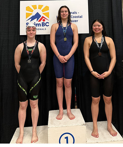Winskill Dolphins swimmers receiving medals